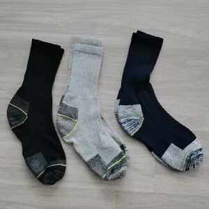 Men's Cushioned Crew Socks - Black, Gray, Navy